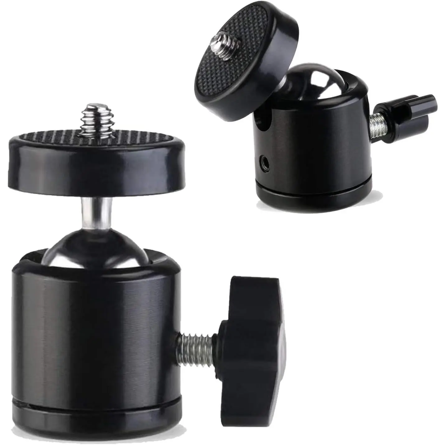 2-Pack 1/4" Threaded Aluminum Alloy Swivel Mini Ball Screw Tripod Mount, 360° Rotating Base Adapter for DSLRs, Compact Cameras, Vive Tripods, Monopods, Camcorders