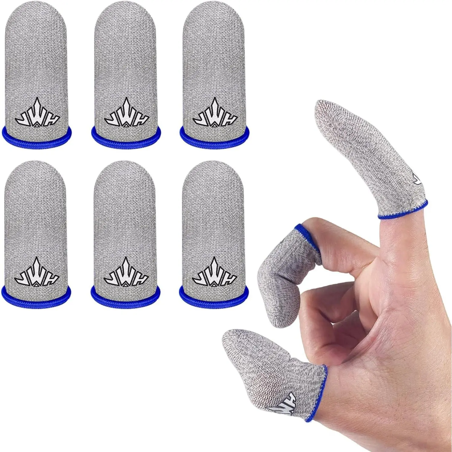 6 Pack Ultra Thin  Fiber Gaming Finger Sleeves White Thumb Sleeves Mobile Gaming Breathable Cots Gaming Finger Gloves for Pubg Fundas para Dedos Dedales Gamer Profesionales