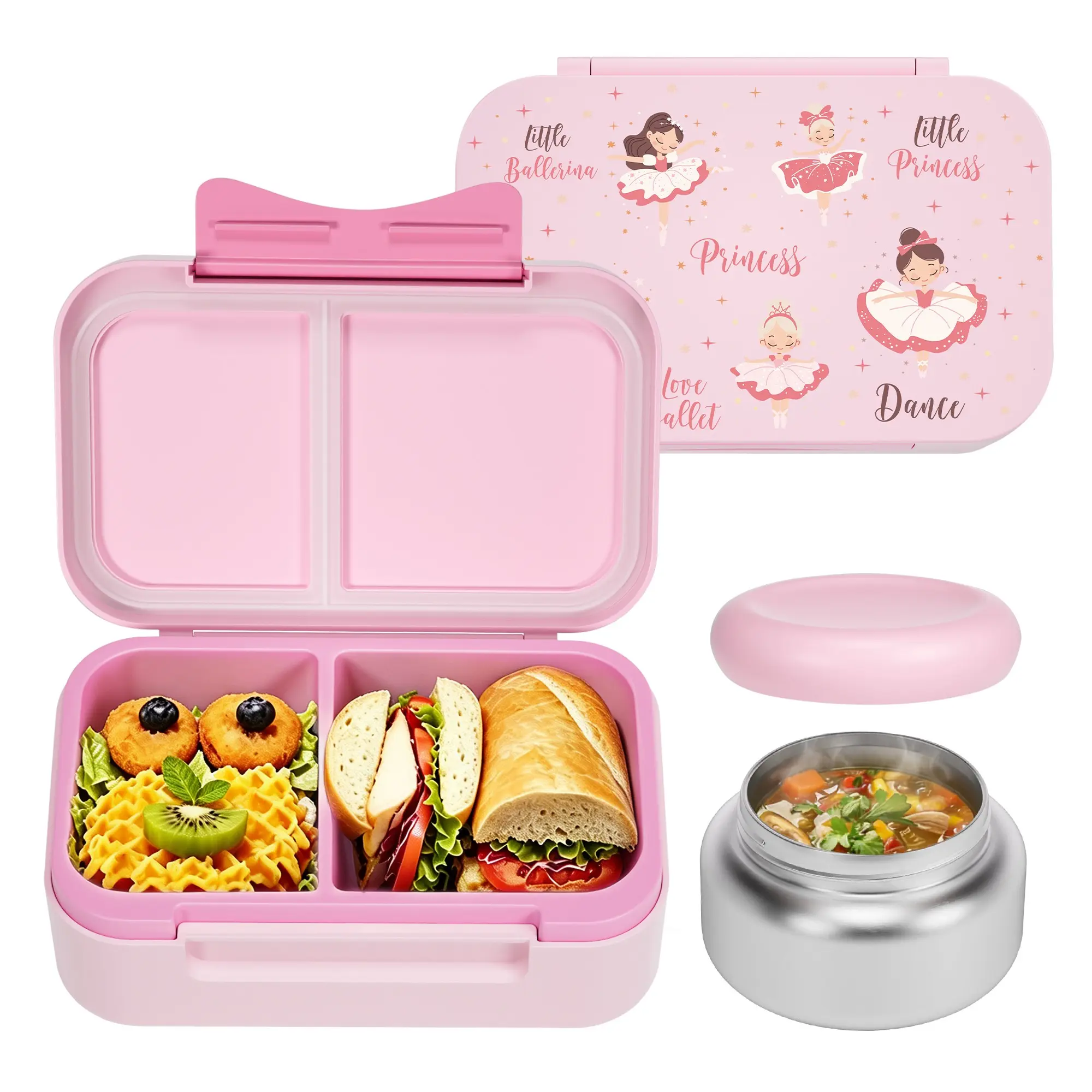 Bento Lunch Box, 2 Compartments, Leak-Proof, Includes Ice Bag, Dishwasher Safe, Reusable, Perfect for Meals and Snacks