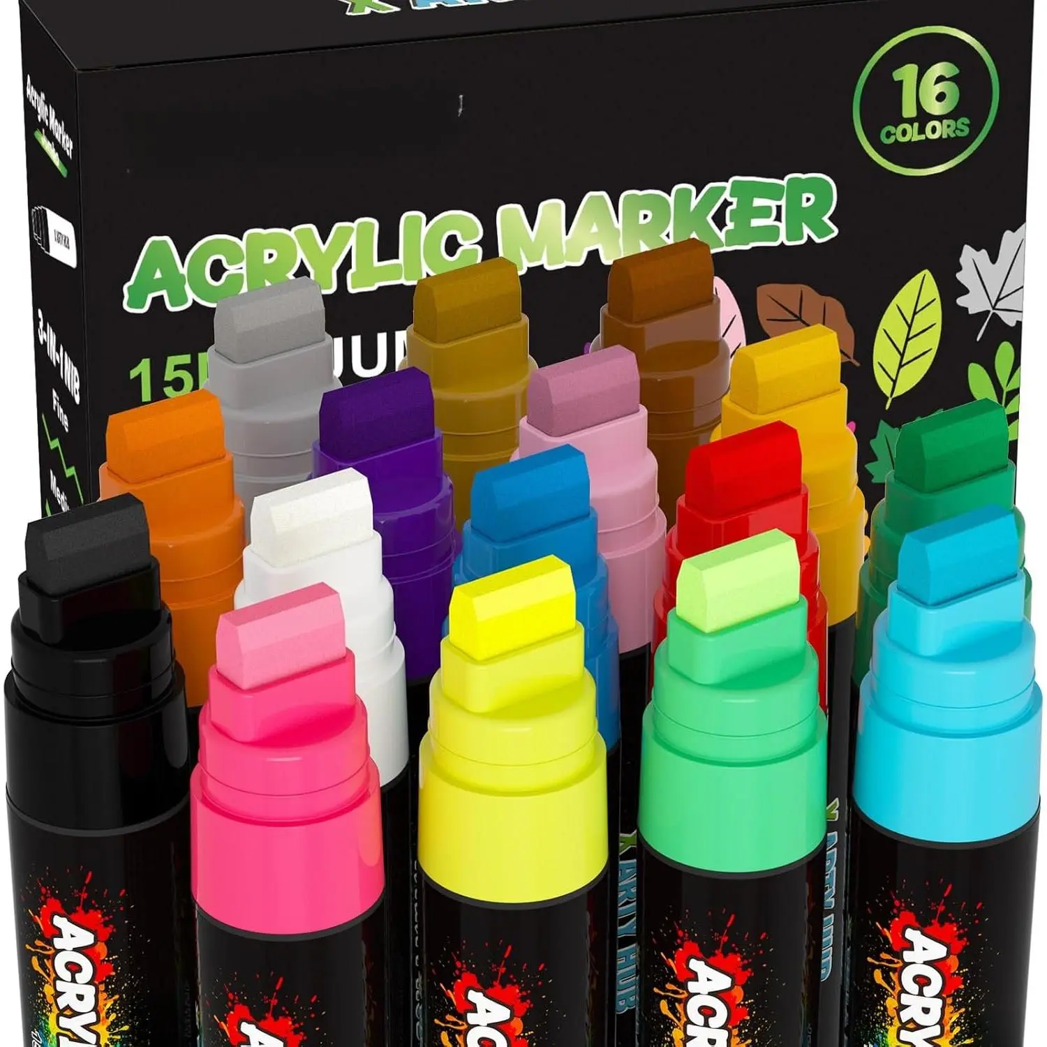 Markers, 16 Colors 15mm Tip Poster Markers | Quick-Dry, Thick Large  Pens for Poster Board, Window Art, Banners, Signs & DIY Projects, 11 Classic, 2 Metallic, 3 Neon