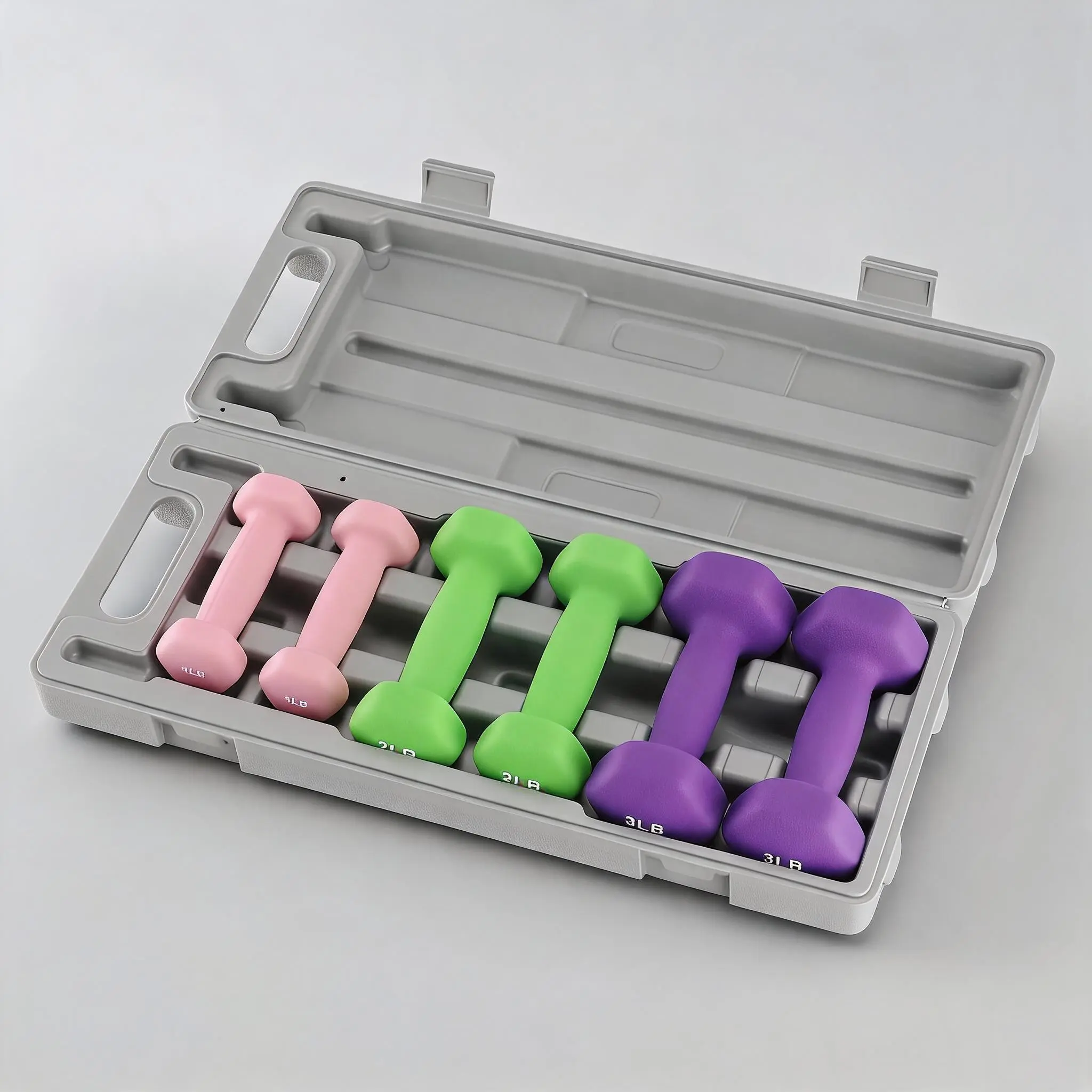 Neoprene Dumbbell Set for Women - Light Dumbbell Set (1/2/3, 2/3/5, 3/5/8, 5/10/15 LB) with Storage Plastic Case, Packed In Pairs, Set of Small Weights for Home, Living Room, Bedroom