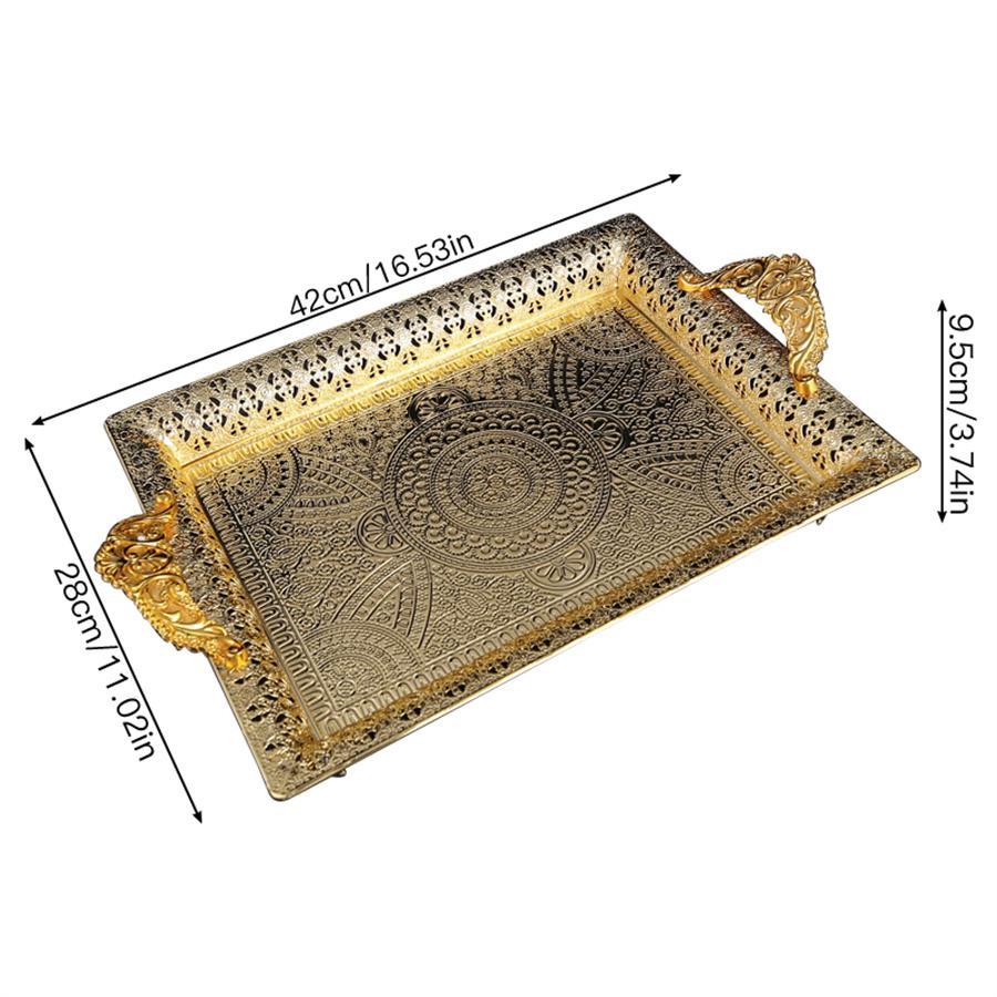 European Style Rectangular Serving Tray, Hollow Out Fruit Tray, Snack Tray, Dessert Tray, Desktop Decorative Tray for Home Living Room Coffee Shop, Plates
