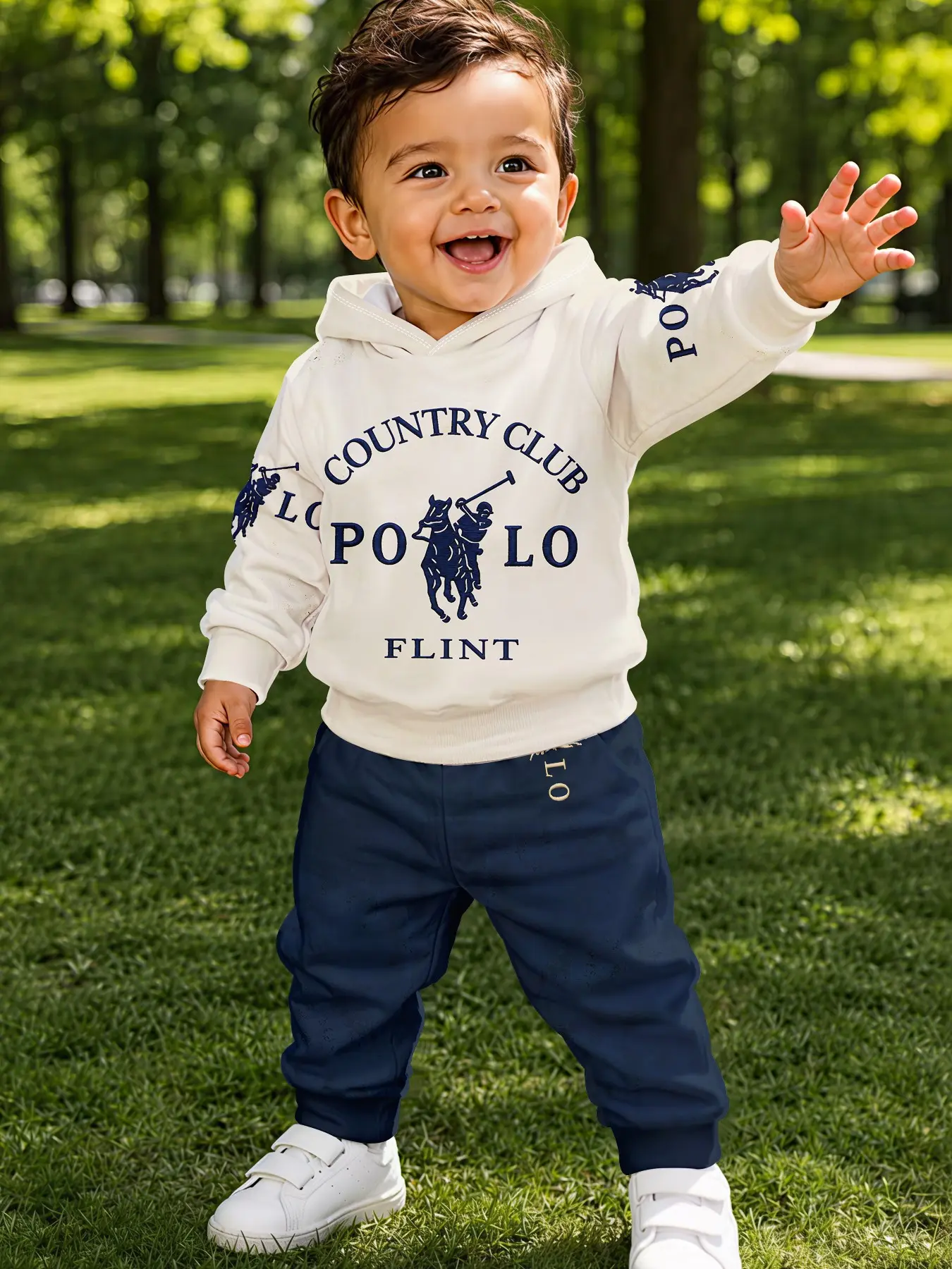 Boys' 2-Piece Hooded Sweatshirt Set, Polo Knight Letter, Casual Comfortable, Perfect for Daily Wear, Trendy Gift for Boys