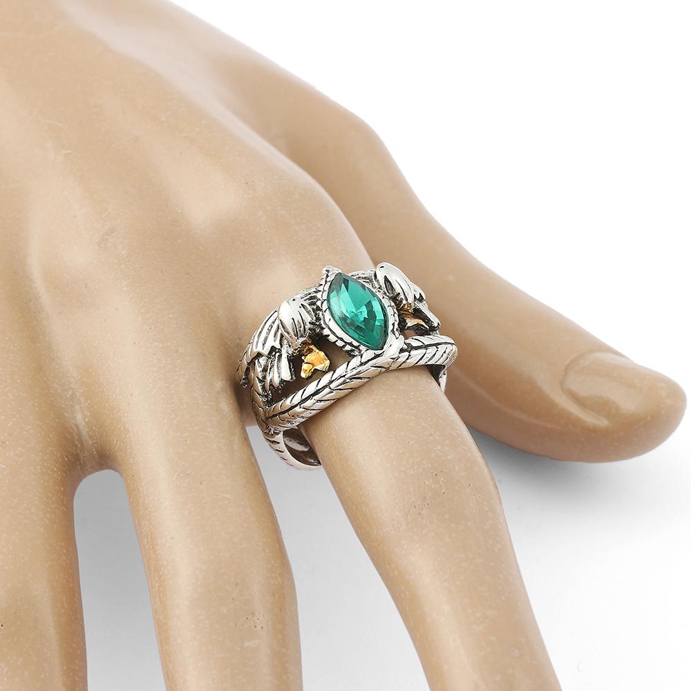 TOPGRILLZ Lord Ring of Barahir Aragorn Gondor Green Crystal Ring for Men Personality Cosplay Jewelry Collectible Gift High Quality