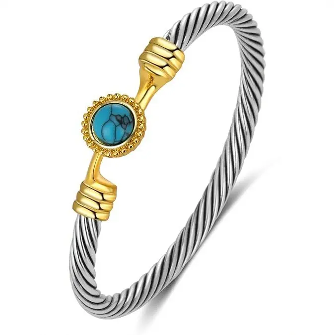 Unisex Minimalist U-Shape Horseshoe Bangle Bracelet - Titanium Steel, Adjustable Magnetic Jewelry with Cubic Zircon Accents, Glossy Non-Discoloration, Comfortable Long-Term Wear, Eases Wrist Soreness for Daily Wear, Cubic Zirconia