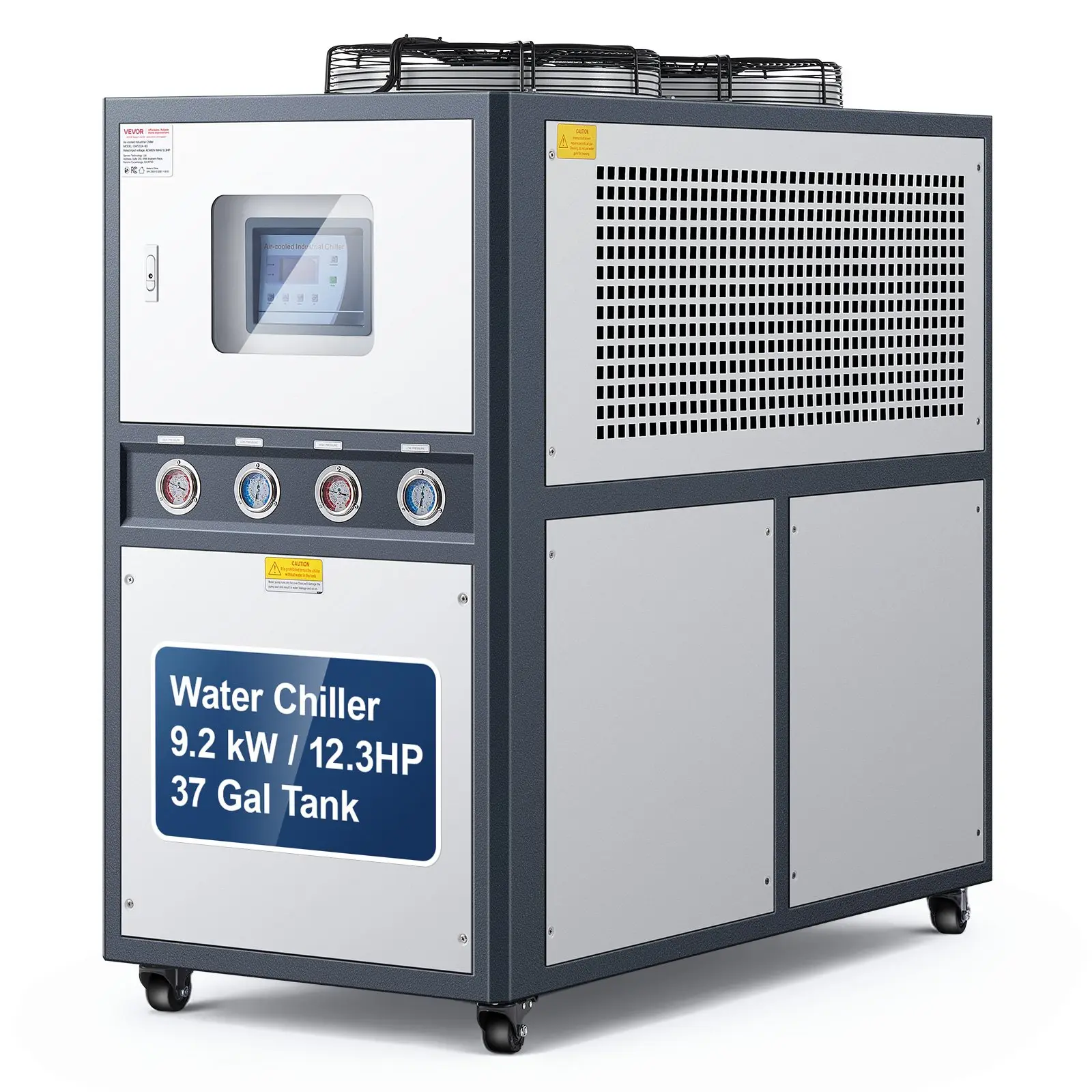 VEVOR Air-Cooled Water Chiller, 12.3 HP, Industrial Water Chiller with 30, 240 Kcal/h Cooling Capacity, Dual Compressor, 37 Gal Large Tank, LED Display, Cooler for Cooling Water, Not Air Conditioner