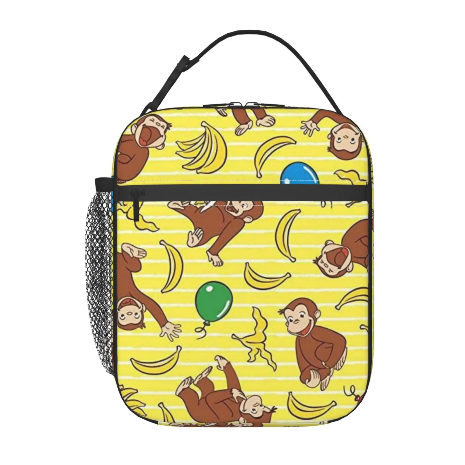 Anime curious george Lunch Box, Anime lunchbag Cartoon Print Lunch Bag, Insulated Handbag For Work, School, Travel and Picnics, Kids Boys Girls Reusable Portable Hot Cold Tote Bag, Unisex Non Food Contacy Lunchbox for Home Beach Fishing, Perfect Gift