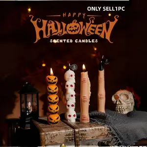 1-4 Piece Set Scented Candle Collection, Soy Wax Candles in Skull Pumpkin Skeleton Designs, Home Decor Tabletop Centerpieces