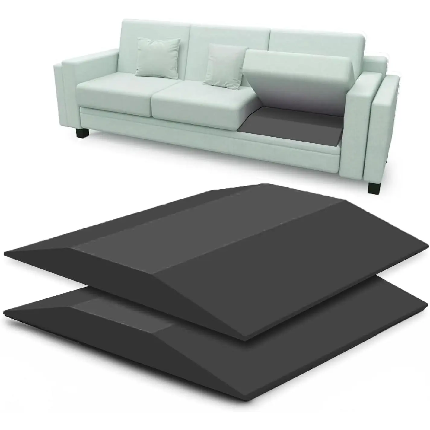 Sofa Cushion for Sagging Sofas, Black, Set of 2