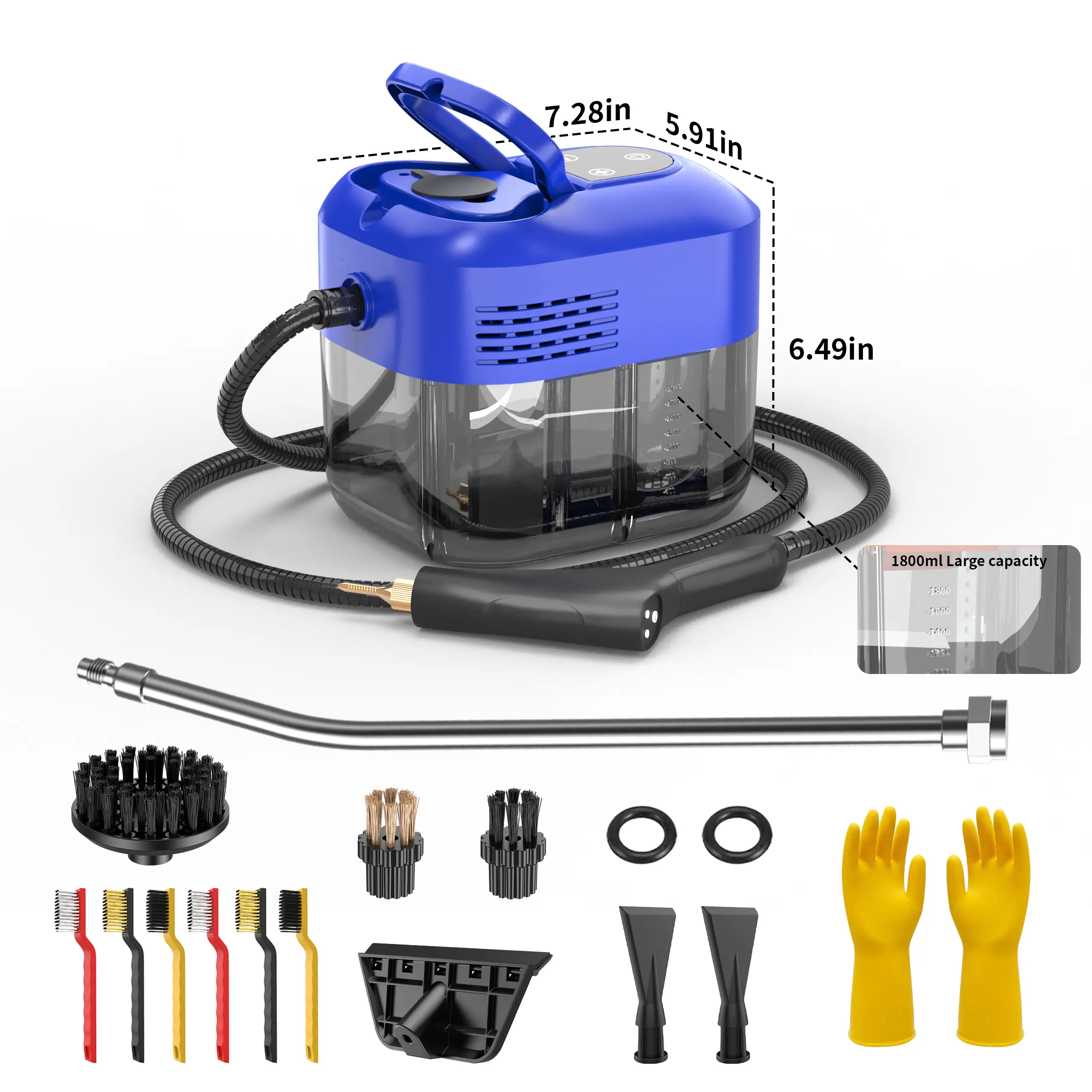 High pressure steam cleaner, handheld household steam cleaner, suitable for kitchen fumes, sofas, small air conditioners, washing machines, comes with 6 cleaning accessories, suitable for all household cleaning steam cleaners