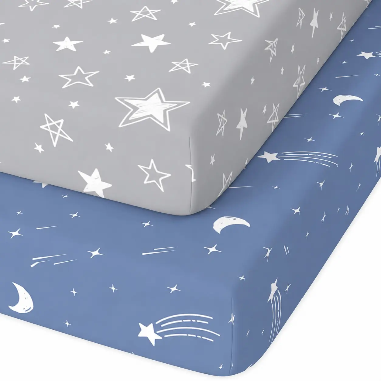 2 Pack Mini Crib Sheets, Portable 38"x26" Pack and Play Sheets, Fitted for Playard and Pack N Play Mattress, Soft Microfiber, Bassinet Sheets