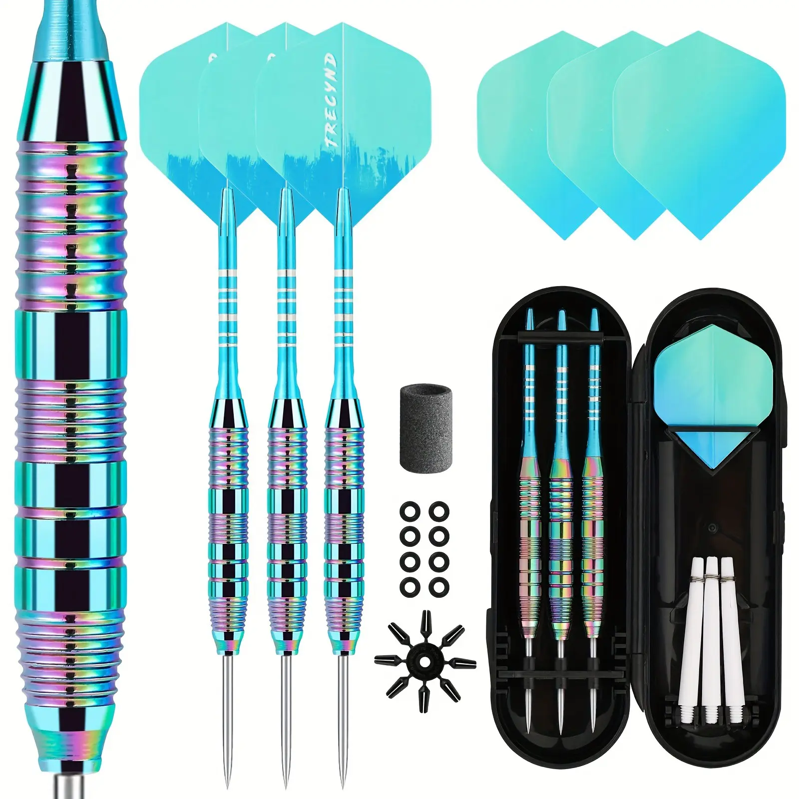 3-Pack Colorful Electroplated Steel Dart Tips, Adult Professional Competition Darts, Home Training Metal Darts Set, Portable Storage Box Included