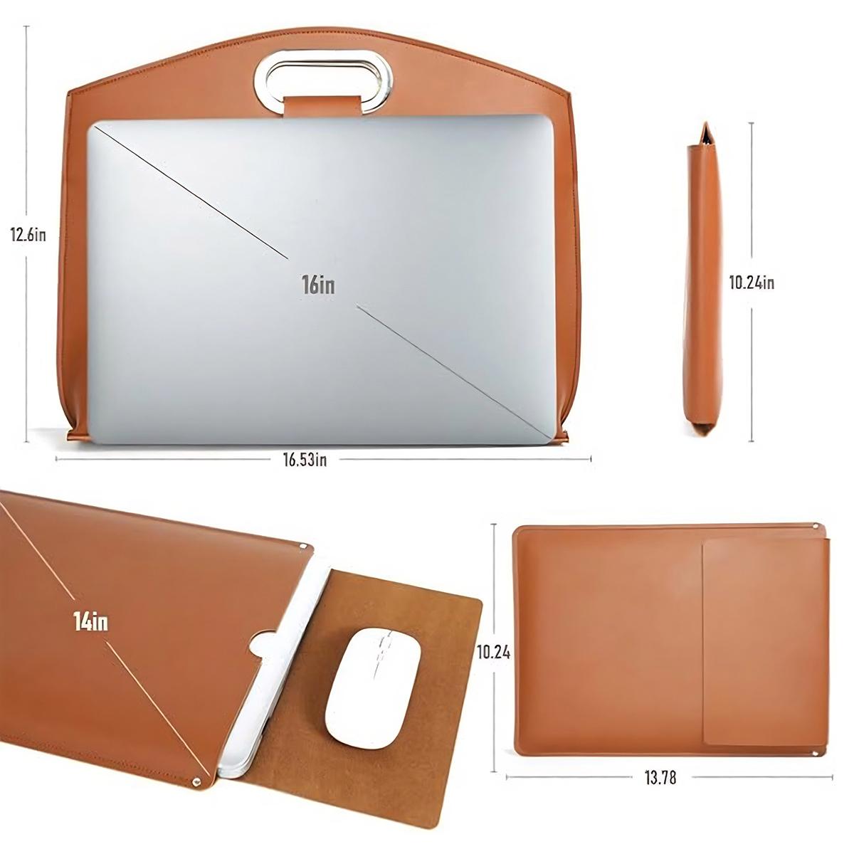 Laptop Bag for Women Waterproof Leather 13.3-15.4In Tote Bag Briefcase for Laptops iPad Cases Durable Daily Use Office Studio Leisure Large Capacity Handbag