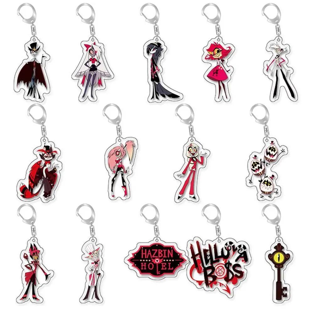 Anime Charlie Morningstar Vaggie AD Alastor 3 Vees Cosplay Costume Key Pendant Props Acrylic Keychain Keyring