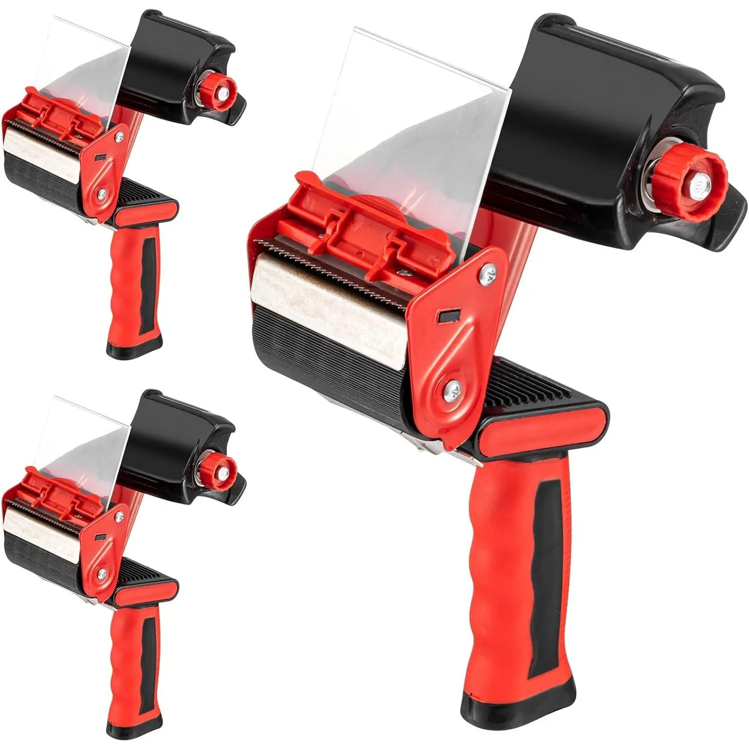 3 Pcs 3 Inch Heavy Duty Packing Tape Gun Portable Tape Dispenser with Non Slip Silicone Handle for Shipping Moving Carton and Box Sealing