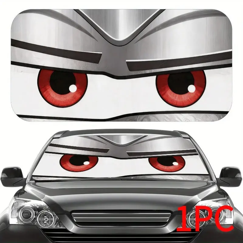 Cute Cartoon Big Eye Sun Visor, Foldable UV Protection, Anime Character Car Interior, Universal Fit, Fun Gift for Kids and Car Enthusiasts