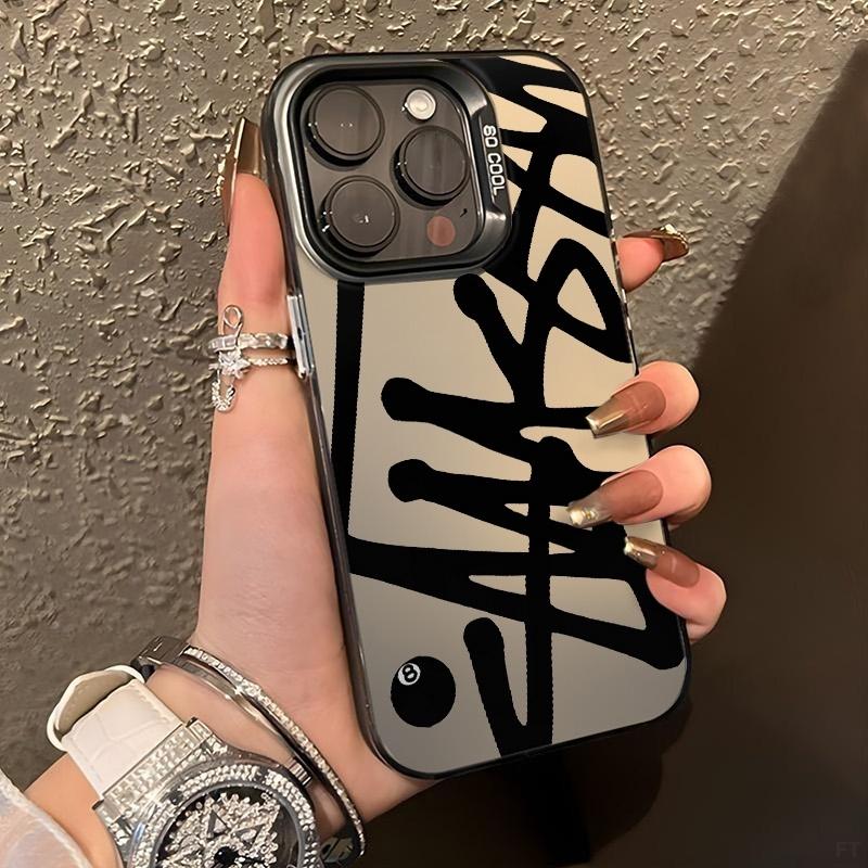 Trendy Black English Graffiti Pattern Case for iPhone 17 16/15/14
