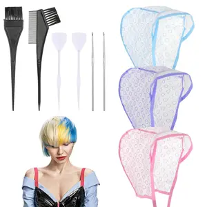 3 Pcs Hair Highlighting Caps with Hooks, Bleach Coloring Frosting Dye Kit for Salon Hair Dyeing Hairdressing