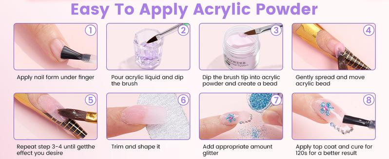 Nail Kit for Beginners with Everything: Practice Nail Hand Acrylic Set Professional Powder Liquid Starter Kits with Drill U/V Lamp in Cosmetic Gift Bag for Salon Home (Pink)