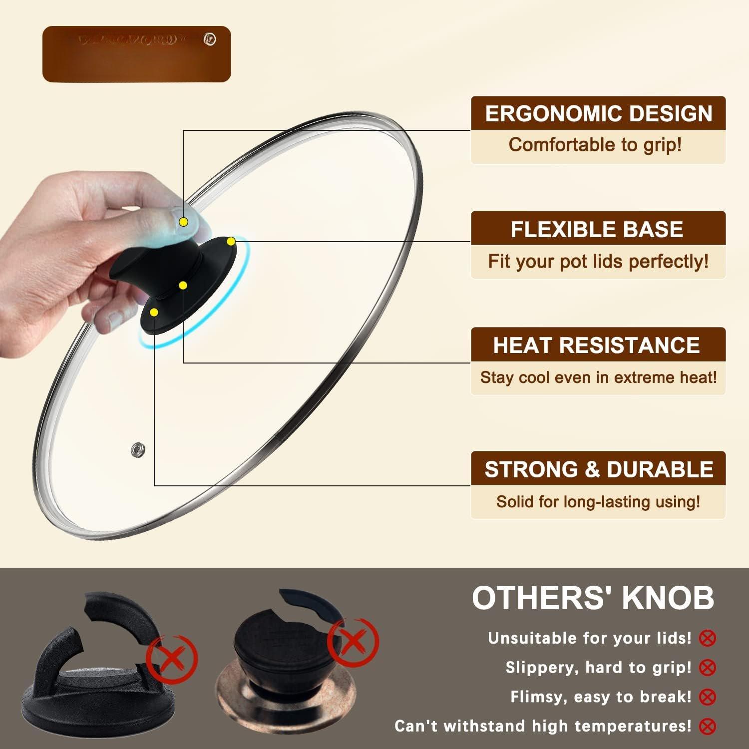 Universal Pot Lid Replacement Knobs, Pan Lid Holding Handles, Heat Resistant, Non-Slip Handle for Kitchen Cookware and Covers (2 Packs) Universal Pot Lid Replacement Knobs, Pan Lid Holding Handles, Heat Resistant, Non-Slip Handle for Kitchen Cookware and Covers (2 Packs)