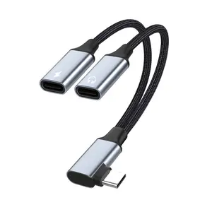 Type-C Audio Earphone Adapter Accessories - 2-in-1 Converter with Fast Charging, DAC Decoder, Android Cable Compatibility, Universal for Mobile Phones & Computers