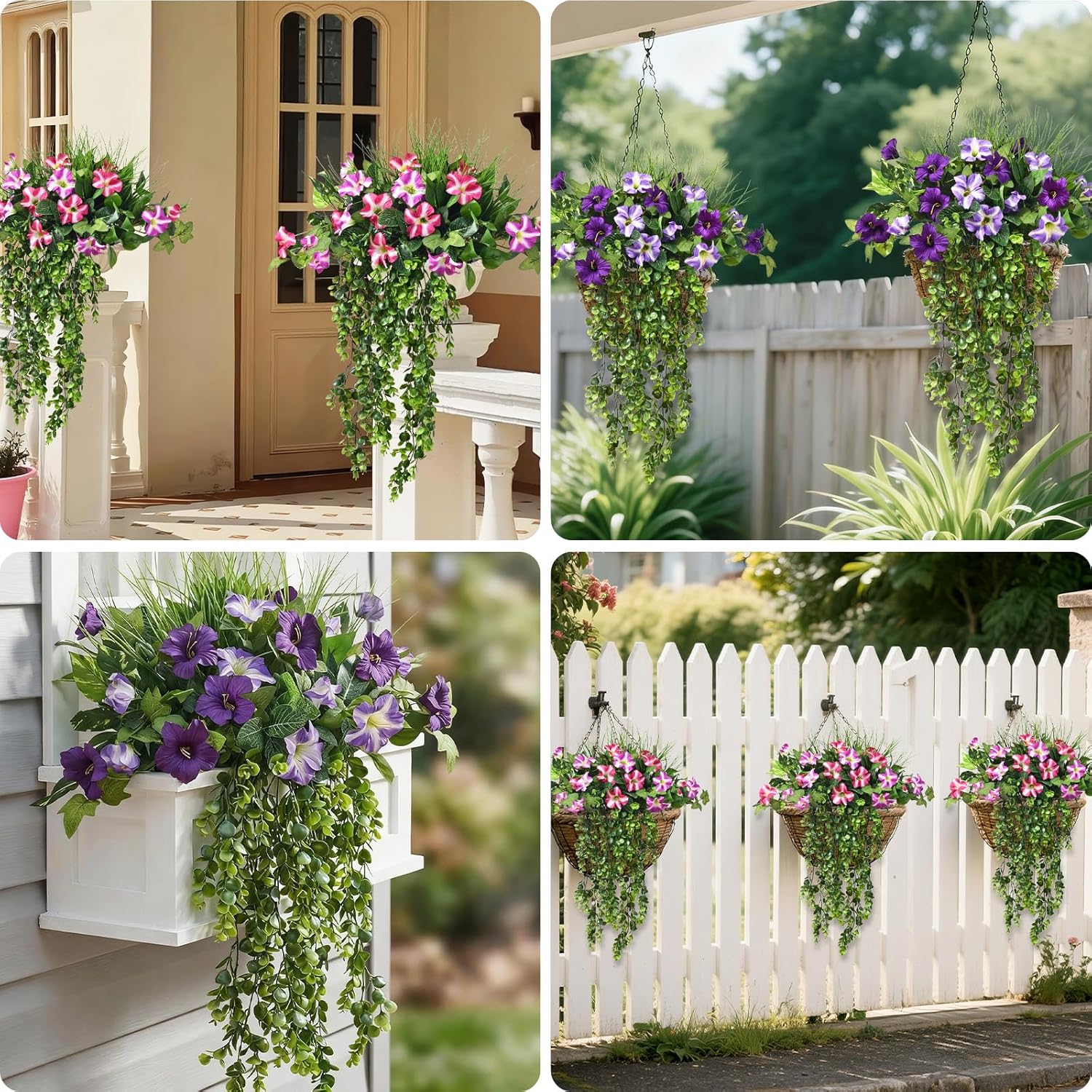 4-Piece Artificial Hanging Plants Set, UV-Resistant Eucalyptus Leaves, Bohemian Wall Decor, Indoor/outdoor Use, Bedroom/living Room Decoration