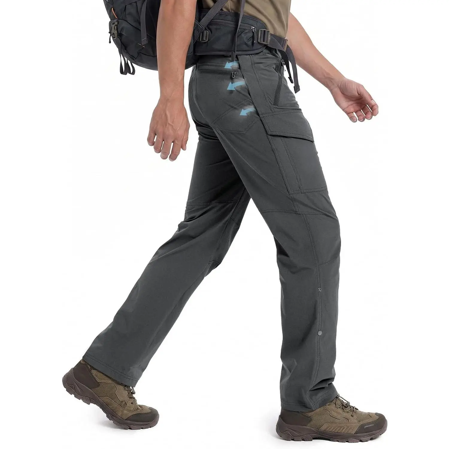Men's Hiking Pants Breathable Quick Dry Water Resistant Stretch with Mesh Vents & 6 Pockets for Outdoor Hikers(Gift)
