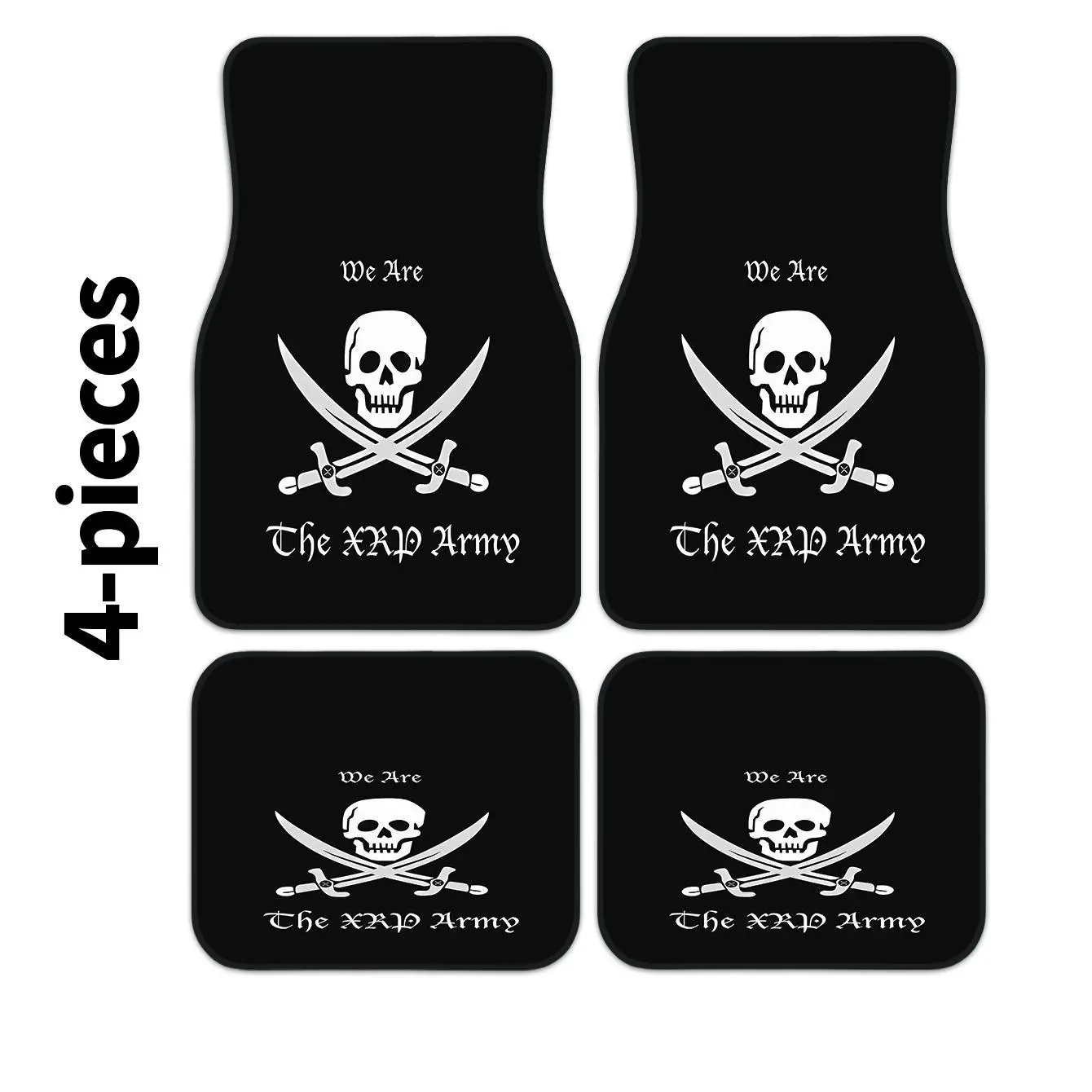 4-Piece Pirate-Themed Printed Polyester Car Floor Mats Set, Easy to Clean Automotive Interior Accessory for Cars/SUVs/Trucks, Stylish Interior Protection, 4 Piece Set