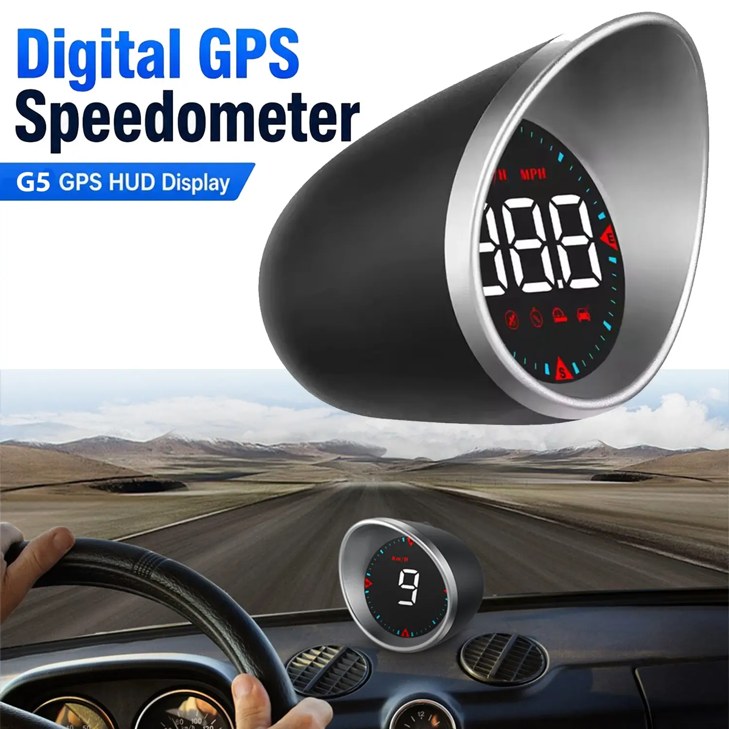 G5 Hud Car Head-Up Display, GPS Speedometer, LED Screen, Over-Speed Alert, Fatigue Driving Alert, Suitable for All Vehicles