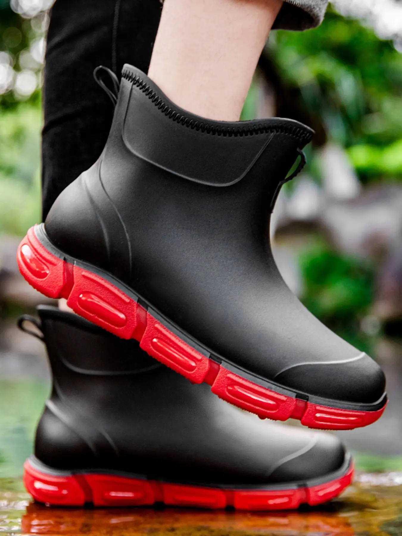 Men's Lightweight Fishing Rain Boots, Weatherproof Footwear, Fully Waterproof Anti-Slip Durable Rubber Shoes, Thick Soft Sole Wading Boots for Outdoor Activities