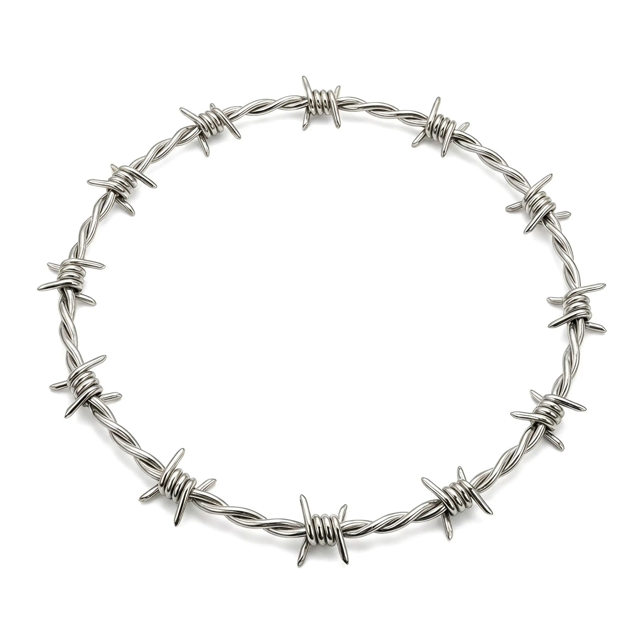 Edgy Gothic Punk Necklace For Daily Wear Alloy Curb Chain With Barbed Wire Small Thorn Design Trendy Unisex Hip Hop Jewelry Bold Statement Piece
