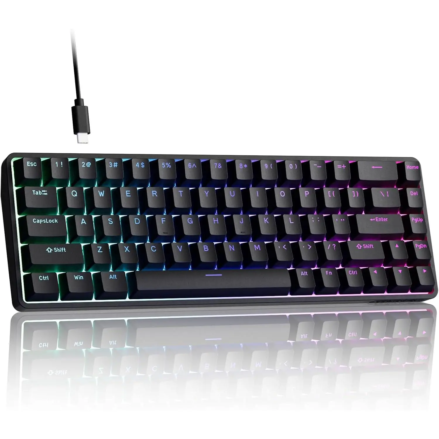T68-C HE Hall Effect 60% Gaming , 8000Hz, 0.02mm Rapid Trigger |  Switches, Adjustable Actuation, Web Driver, RGB Backlight, Wired,  for Teens, Students and FPS Gamers