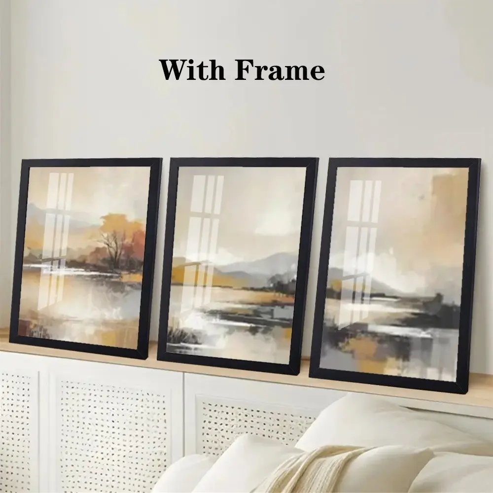 3 Piece Serene Lake Rural Impressionist Art Prints, Decorative Wall Murals, Framed and Unframed Canvas Hangings for Home Interior