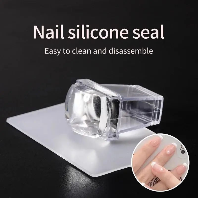 1 Set Jelly Nail Stamper Kit with Scraper , Transparent Clear Nail Stamping Seal Tool, DIY Manicure Image Transfer Stamper for Nail Art Painting & Nail Stamping Plate Use, Nail Salon DIY Supplies, Nail Design Tools