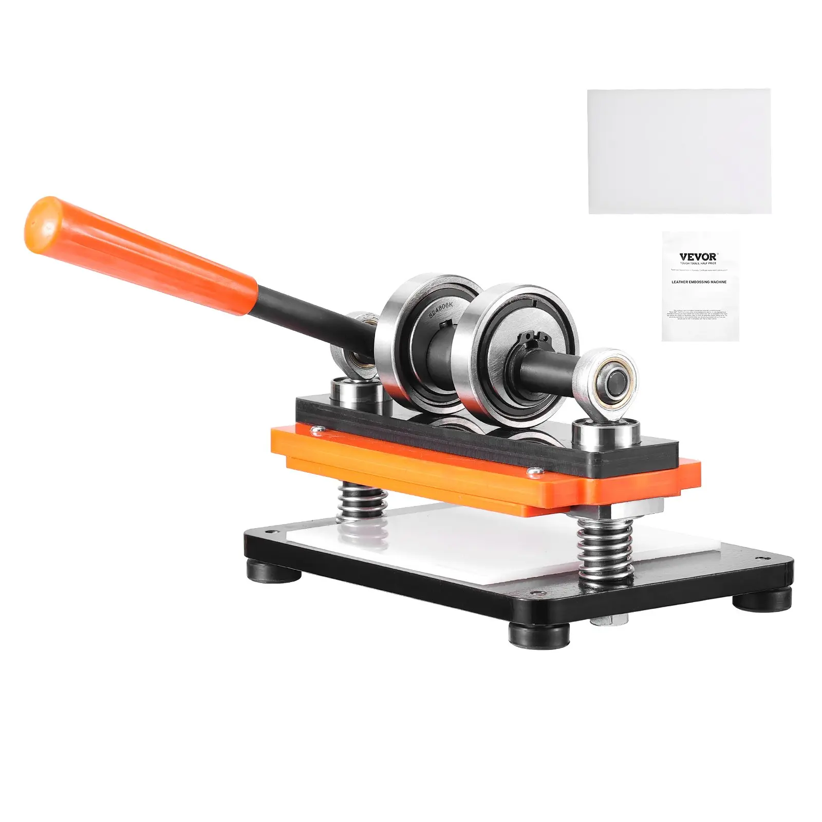 VEVOR Leather Cutting Machine, 7.1x 3.9 in Embossing Plate Manual Die Cutter, 0.47 in Pressure Stroke Dual Guide Shafts Die Cut Machine, Leather Embossing Machine for Various of Materials