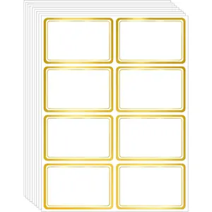 2" x 3" 200 count Name Labels,  Blank Name Tag Stickers with Permanent Adhesive Writable Stickers with Metallic  Border for School Office
