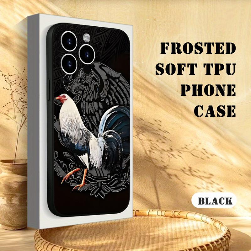 Straight Edge Majestic Rooster Pattern Phone Case for iPhone 16 E 15 14 Pro Max 13 12 11 XR XS Plus Shockproof Drop Protective Rugged Durable Silicone Cover