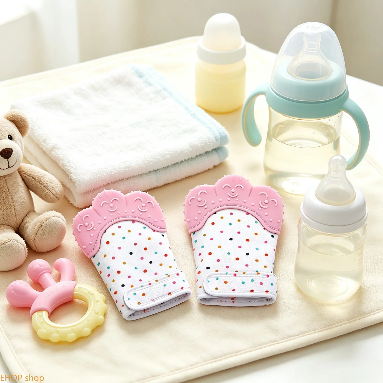 Unisex Silicone Teething Mitten Teether, Soft Bite‑able Mitten‑Shape Soother, Gum Pain Relief Anti‑Scratch Hand Protector, For Daily Soothing & Casual Party Use