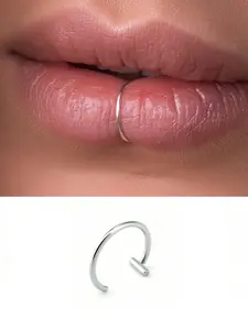 1pc Stainless Steel Fake Lip Ring Clip On Mouth Ring Hoop - Hypoallergenic, Nickle-Free, Easy to Wear, Comfortable, 18 Gauge, for Women, Perfect for Septum, Cartilage, and Nose Piercing, Earrings Alternative