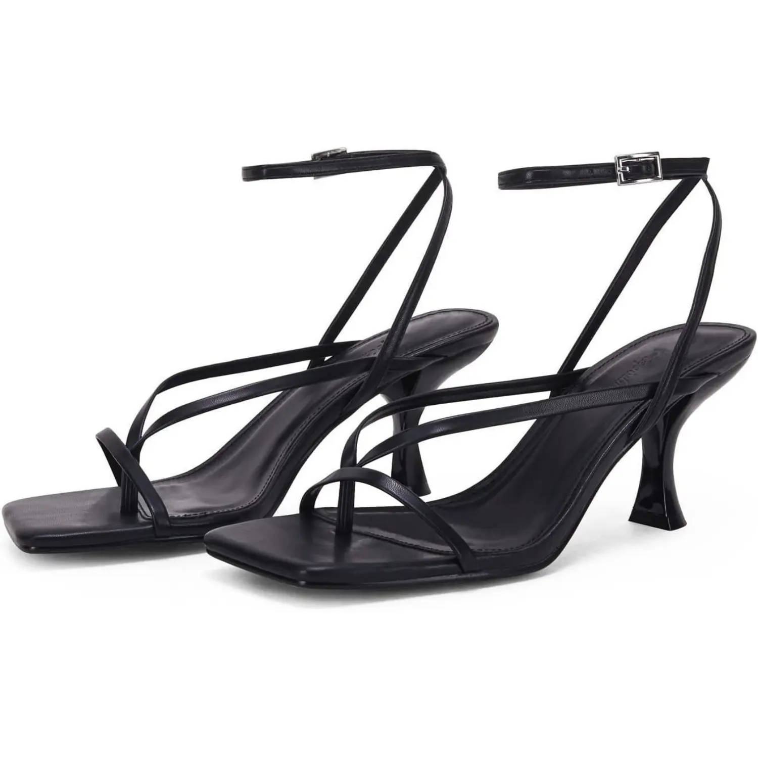 Coutgo Women's Elegant Lace-Up Heels, Strappy Square Toe Block Heel Dress Shoes for Party and Special Occasions, Elegant Sandals, Party Footwear, Women's Sandals, Shoes For Women