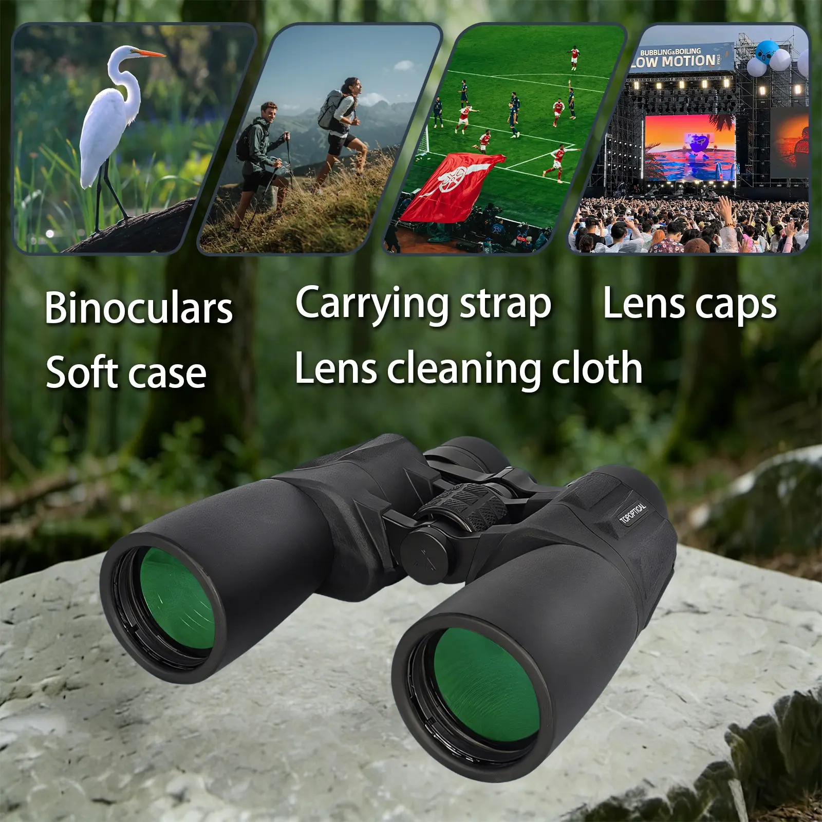 10-30x Zoom Binoculars, 50mm Objective Lens with Fmc Coating, High Definition View, Ideal for Sports, Concerts, Birdwatching, Outdoor Activities