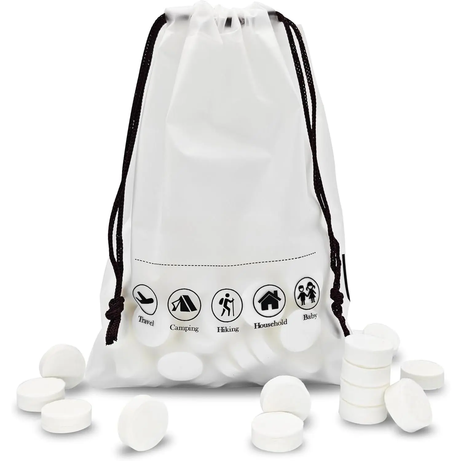 Compressed Facial Towels Travel Pack (100 Count) | Disposable Wash Cloths for Travel and Camping (7.9in x 7.9in)