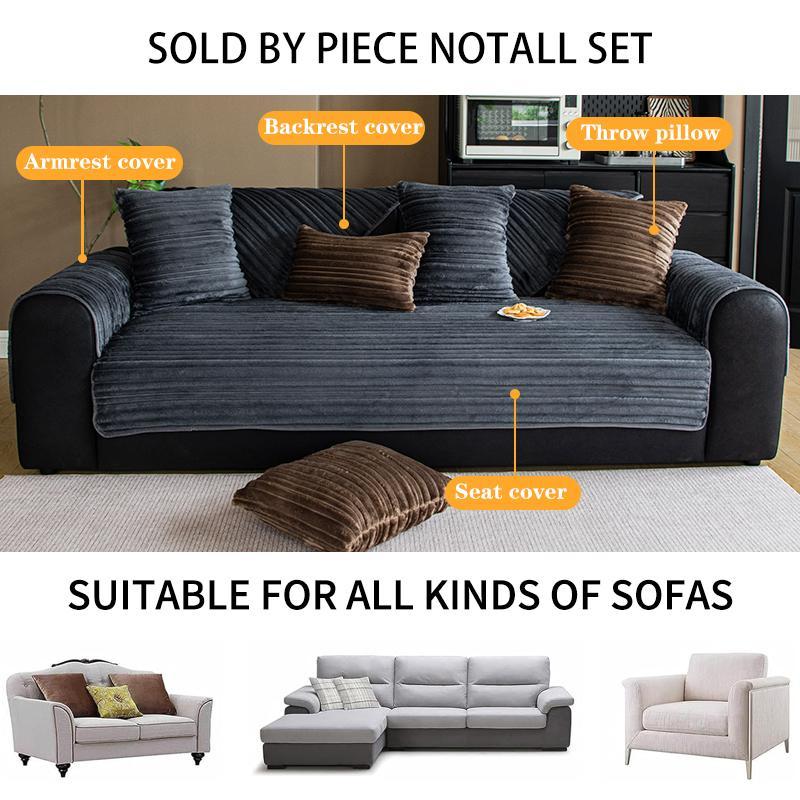 Solid Color Irregular Striped Sofa Cover, 1 Count Non-slip, Soft Comfortable Sofa Protector for Home Living Room Hotel Dormitory Sofa Couch Covers