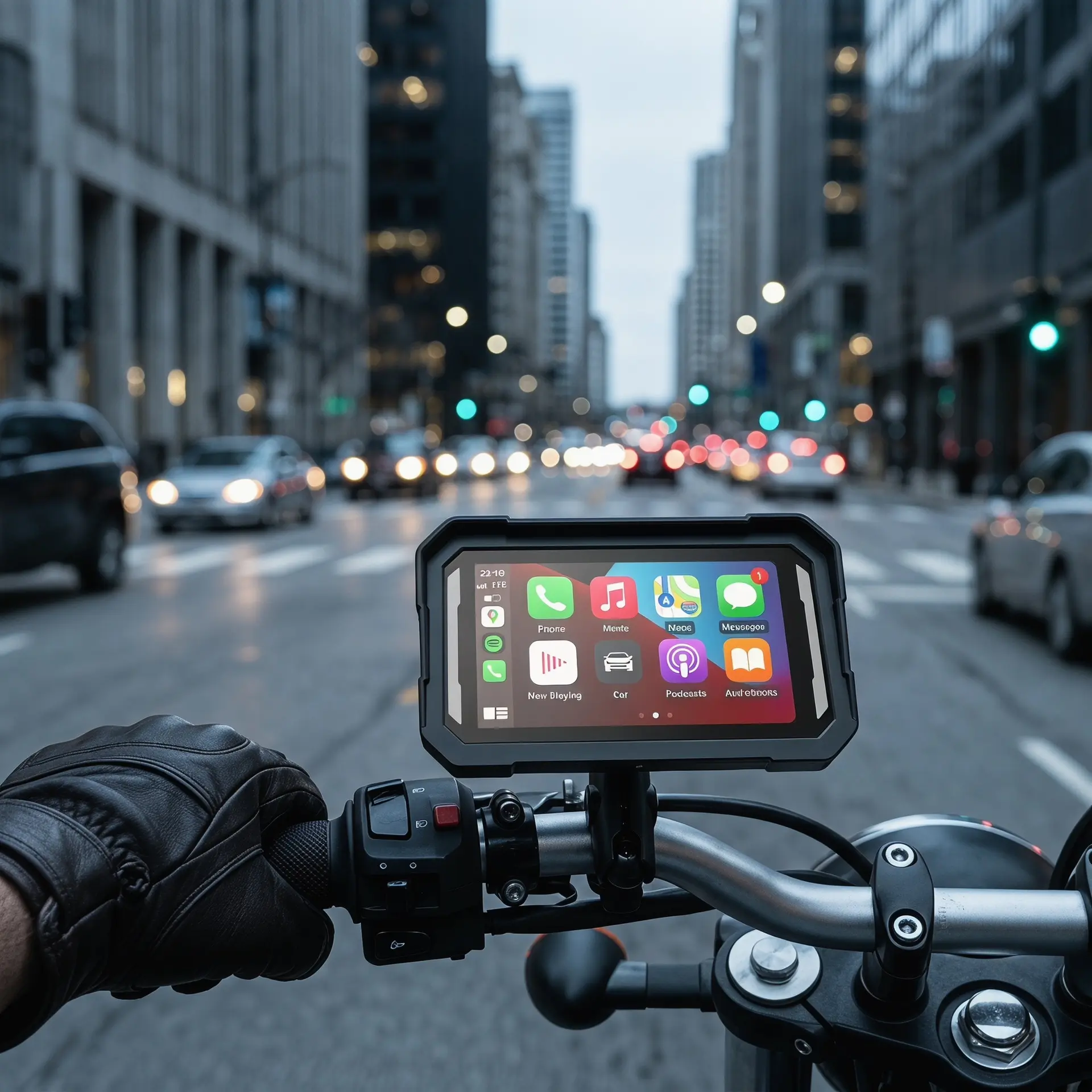 5" Motorcycle Smart Display with Wireless CarPlay & Android Auto, Dual 1080P Dash Cam, IP68 Waterproof