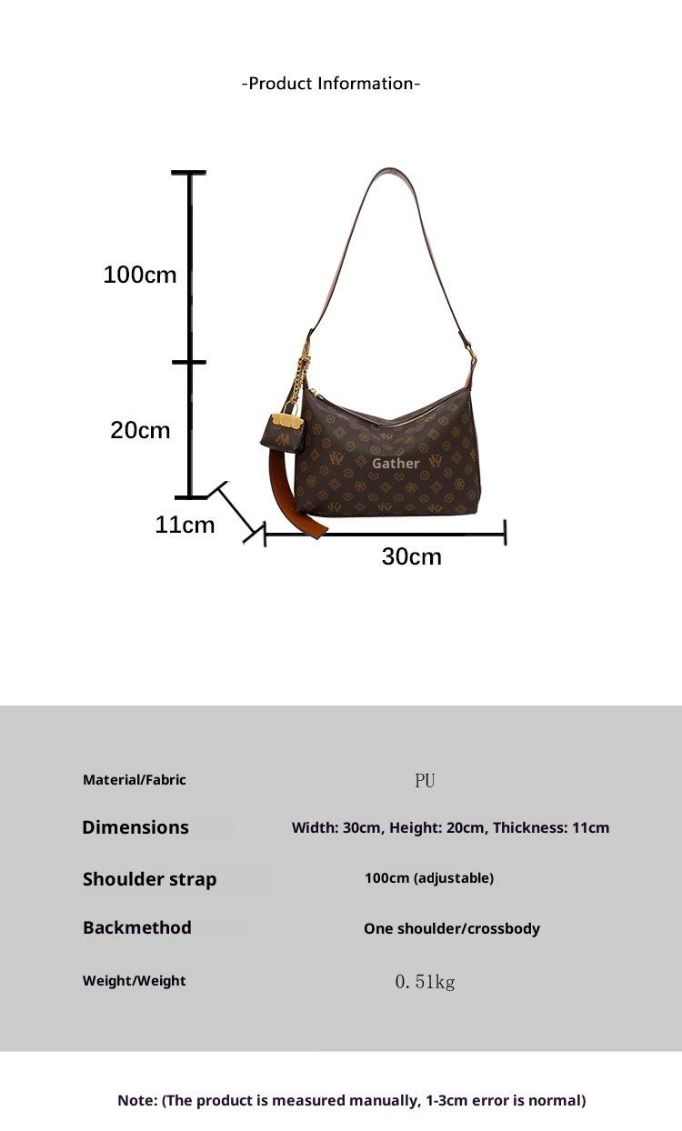 Mia Bag Shop Classic Letter Pattern Hobo Bag for Women High-Quality PU Handbag with Color-Block Strap & Gold Lock 30x11x20cm Crossbody Clutch Purse