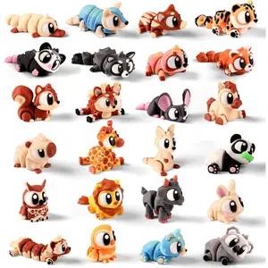 24PCS 3D Printed Mini Animals with Storage Plastic Eggs, Forest Animal with Articulated Fidget Sensory Toys Inside for Party Favors, Classroom Prizes, Birthday Goodie Bag Stuffersfidget toys