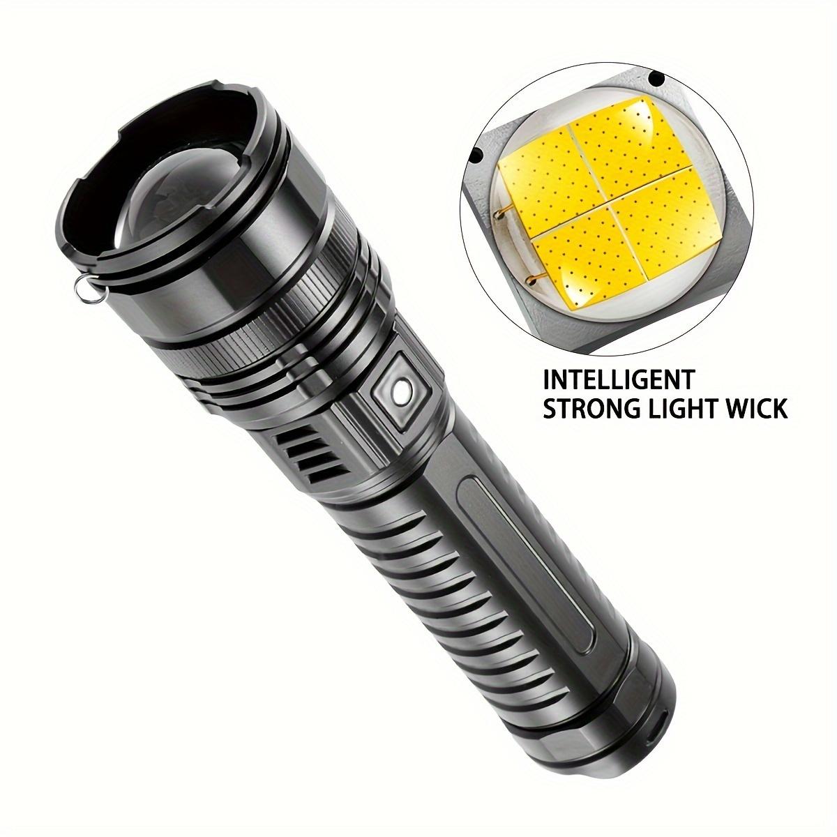 Super Bright Flashlight, White Laser Strong Light Long-Distance Spotlight, with COB Light Source, Multi-Functional USB Rechargeable LED Flashlight, Adjustable Focus, for Emergency and Tactical Use