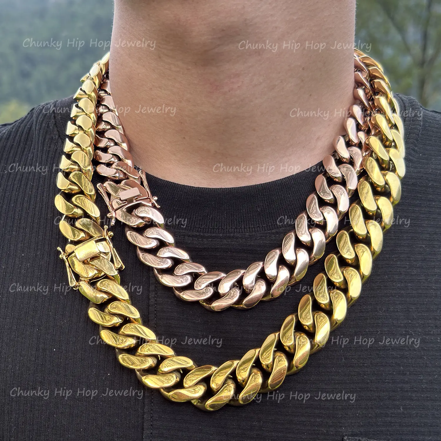 12/14/18/20/22mm Super Heavy Soild Link Miami Cuban Chain Link Necklace, Stainless Steel Heavy Hip Hop Jewelry Chain Necklace For Mens Womens Rapper Jewelry