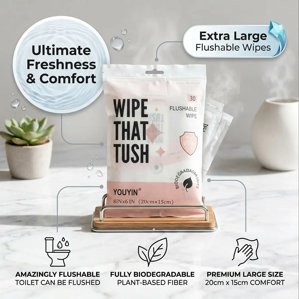 30 Pcs Disposable Wet Wipes, Cleaning, Biodegradable & Gentle, Ideal for Travel & Daily Use, Hygienic & Safe for All Ages