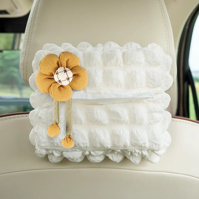 Cute Car Tissue Box for Chair Back - Creative Puff Grid Multi-Functional Tissue Holder, Decorative Car Accessory